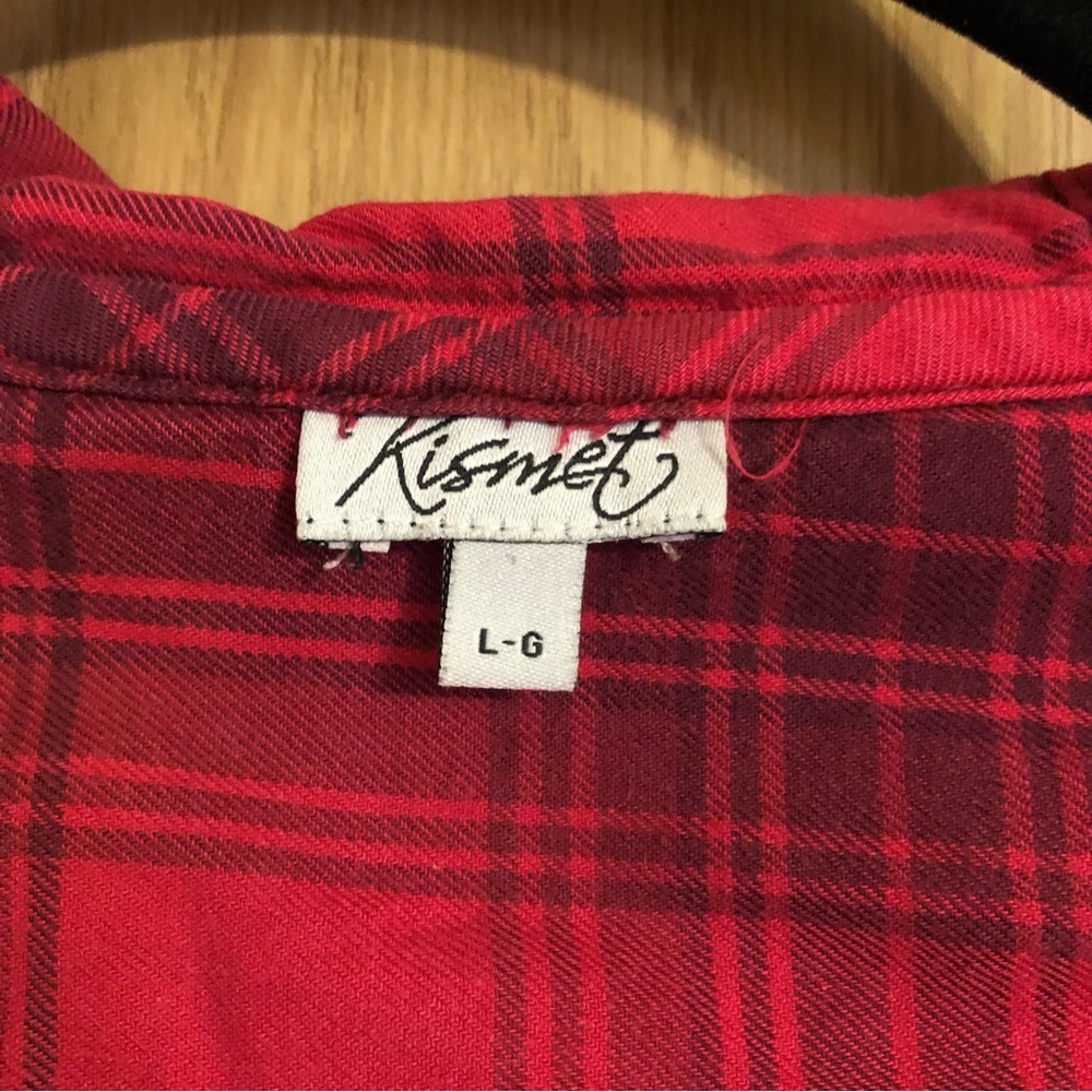 ✨2/$15-Kismet Red Plaid Button Up w. Hood - Picture 7 of 8